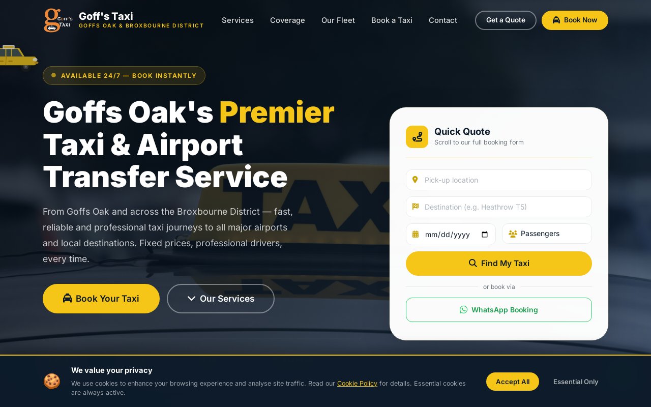 Goff's Taxi website preview
