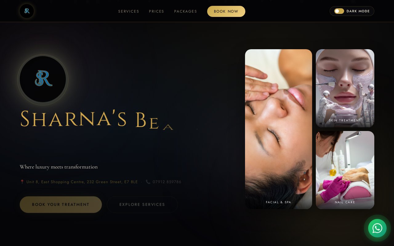 Sharna's Beauty & Spa website preview